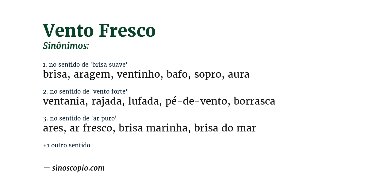 Sinônimo de vento fresco