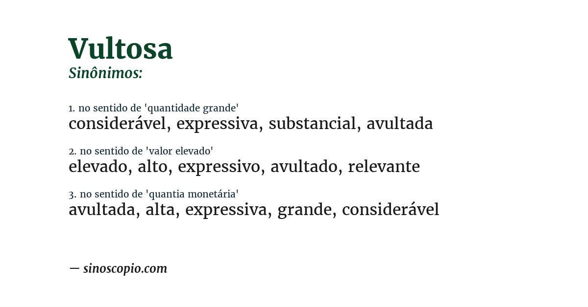 Sinônimo de vultosa