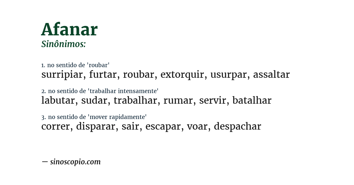 Sinônimo de afanar