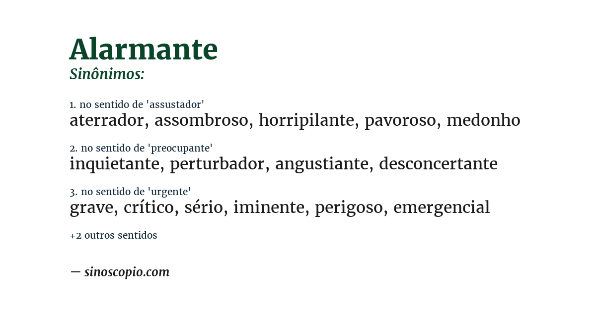 Sinônimo de alarmante