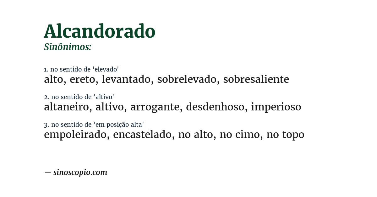Sinônimo de alcandorado