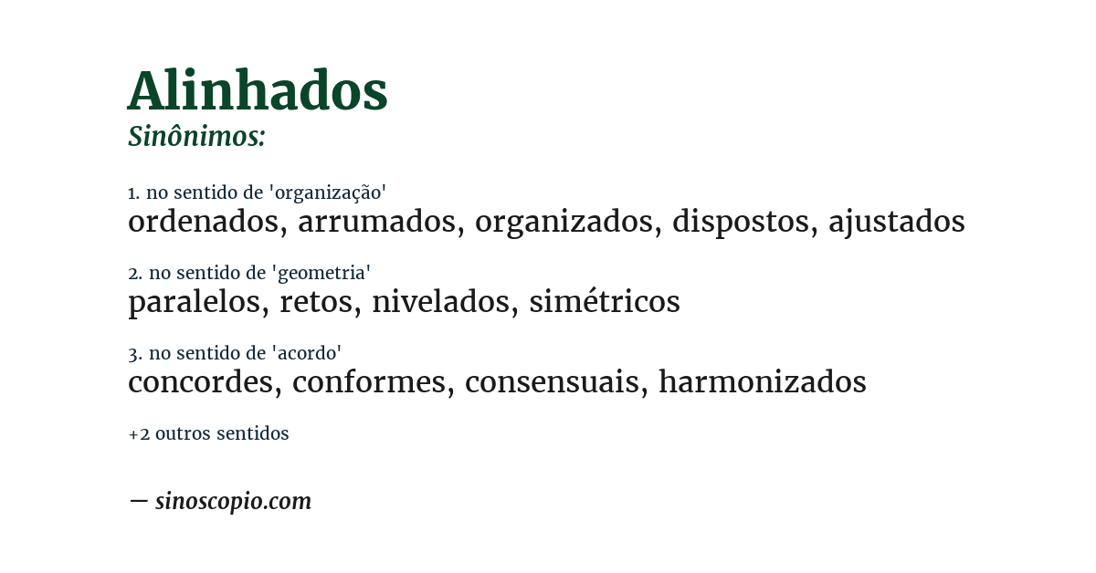 Sinônimo de alinhados