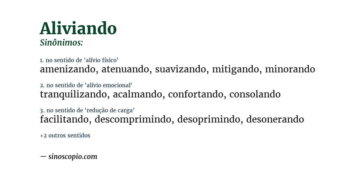 Sinônimo de aliviando