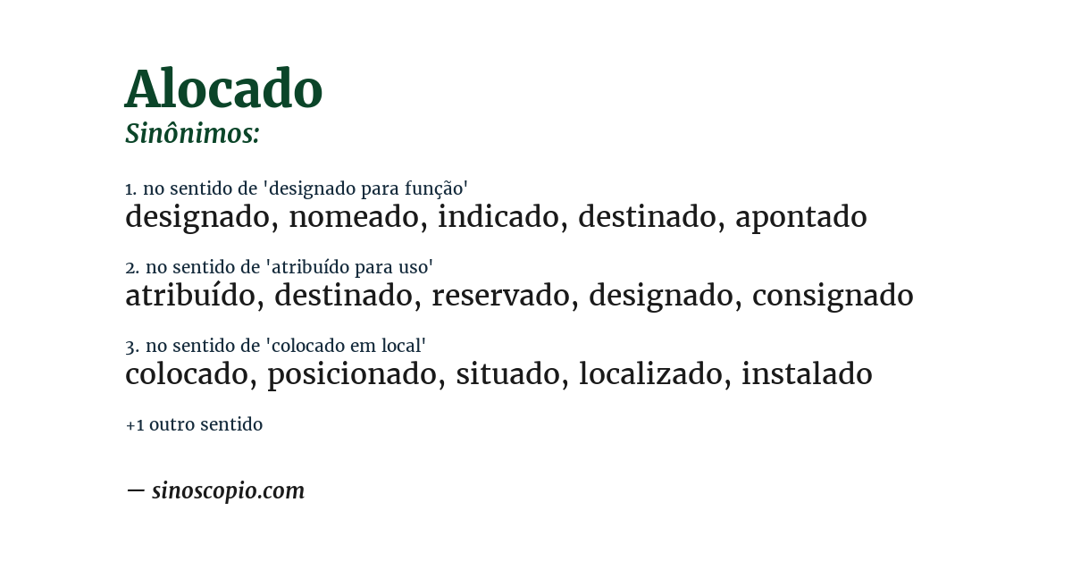 Sinônimo de alocado