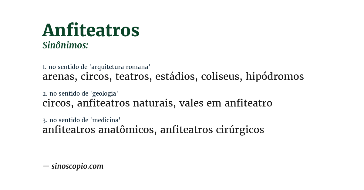 Sinônimo de anfiteatros