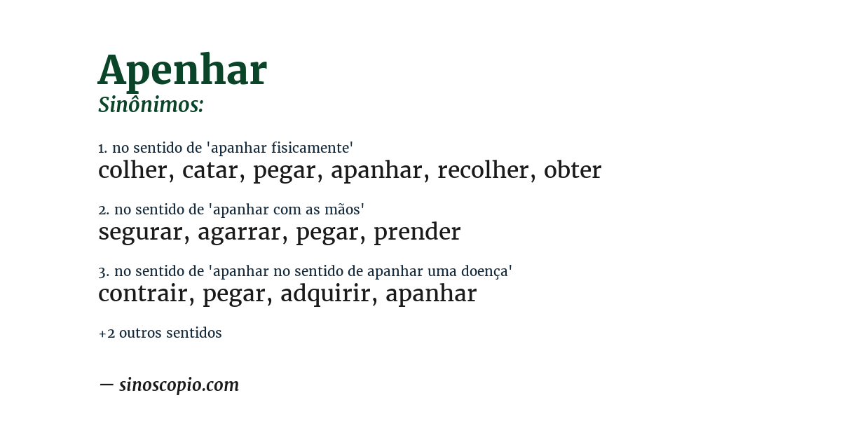 Sinônimo de apenhar