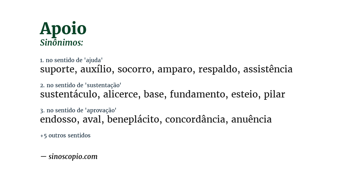 Sinônimo de apoio