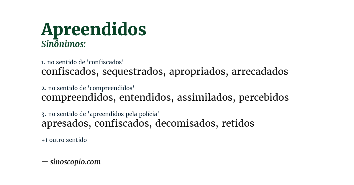 Sinônimo de apreendidos