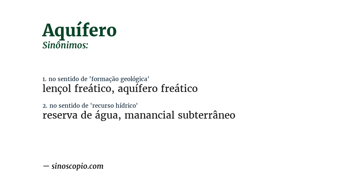 Sinônimo de aquífero