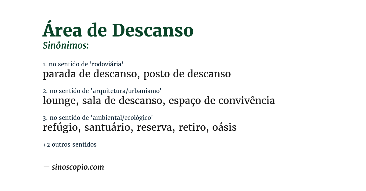 Sinônimo de área de descanso