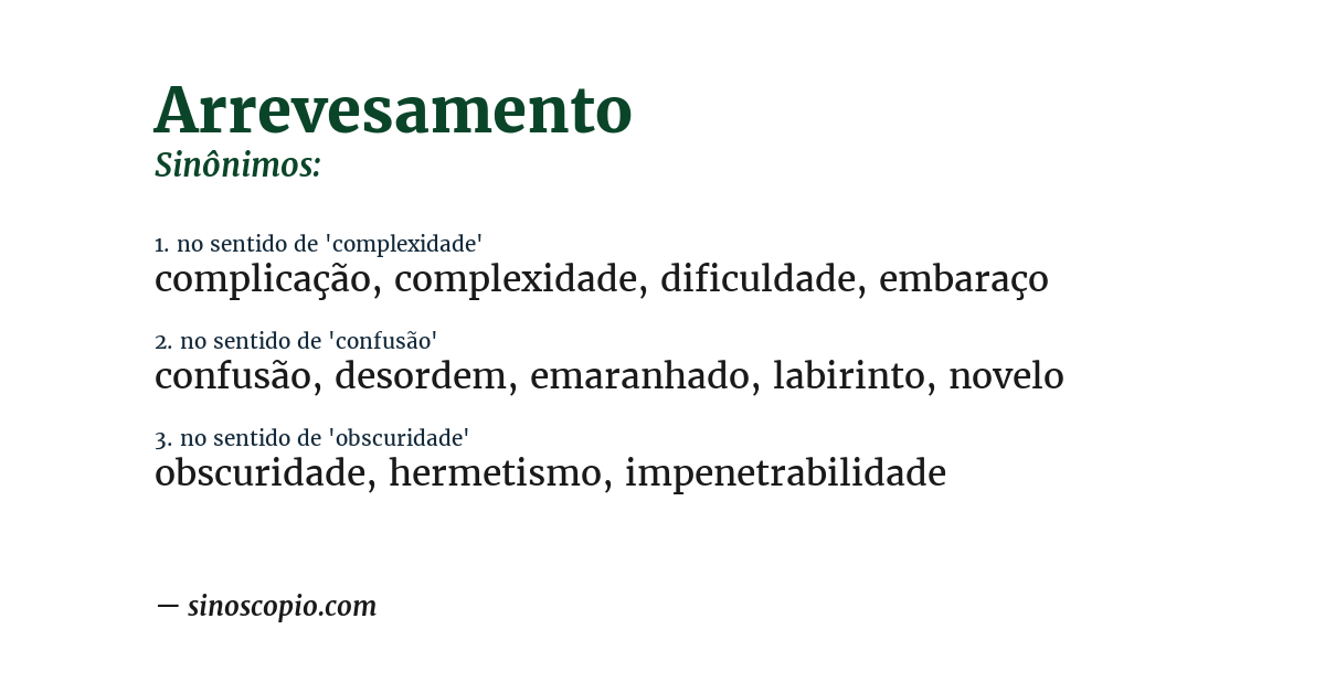 Sinônimo de arrevesamento