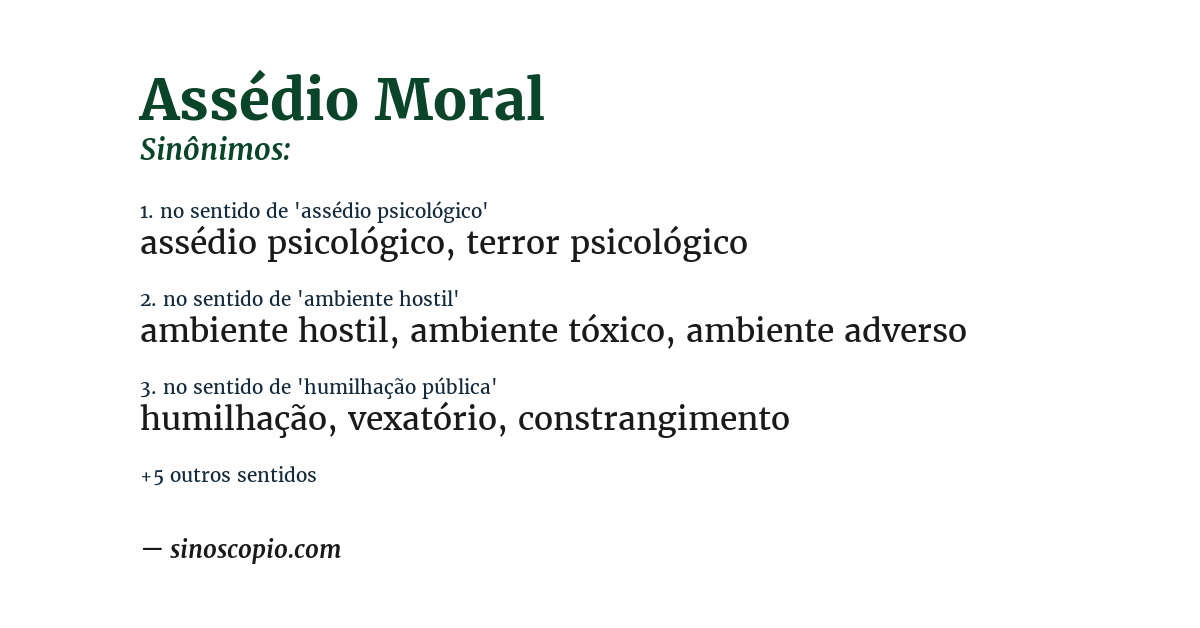 Sinônimo de assédio moral