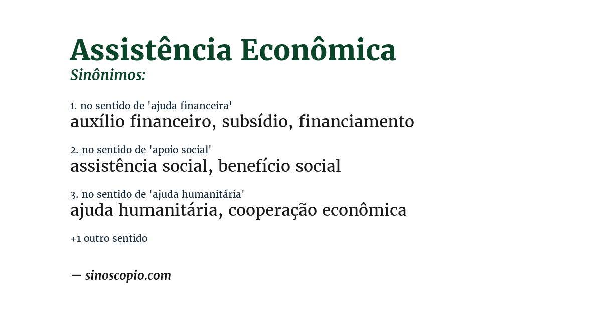 Sinônimo de assistência econômica