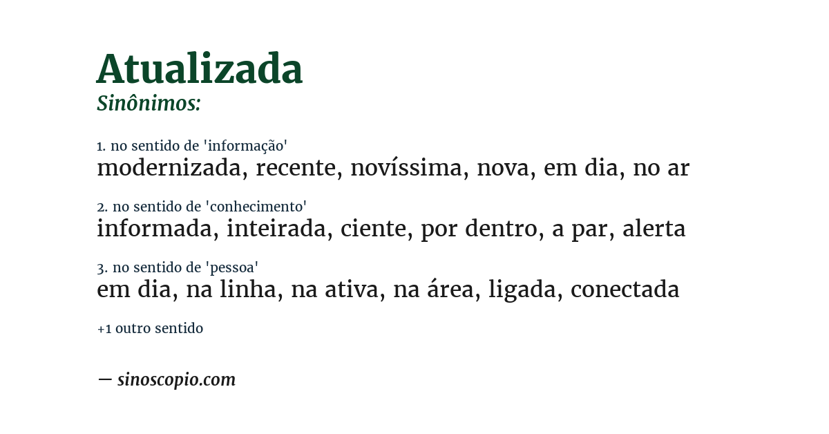 Sinônimo de atualizada