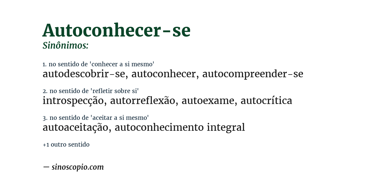 Sinônimo de autoconhecer-se