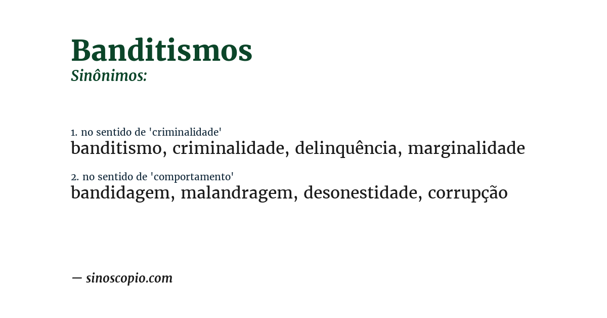 Sinônimo de banditismos