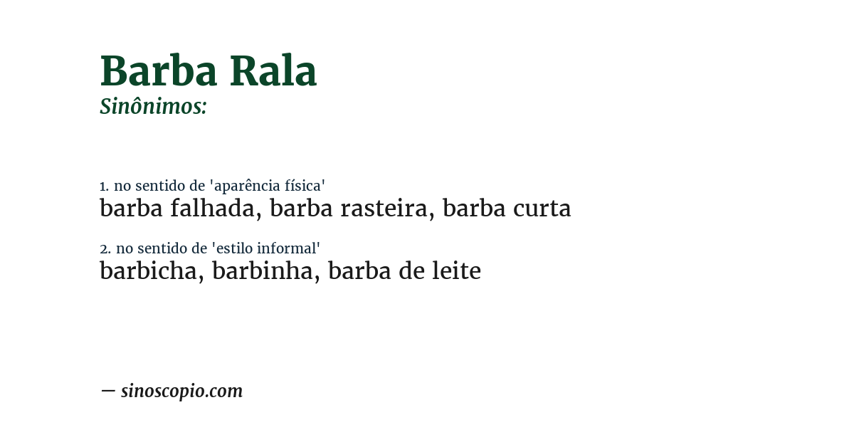 Sinônimo de barba rala