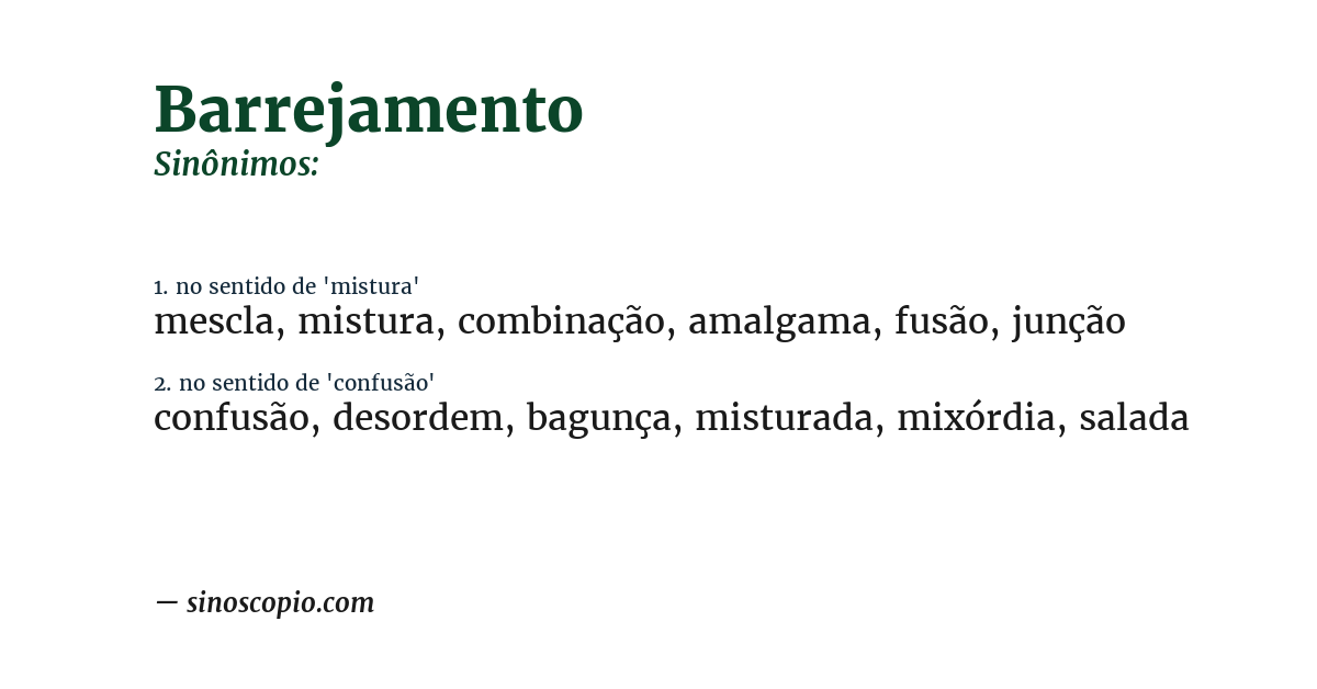 Sinônimo de barrejamento