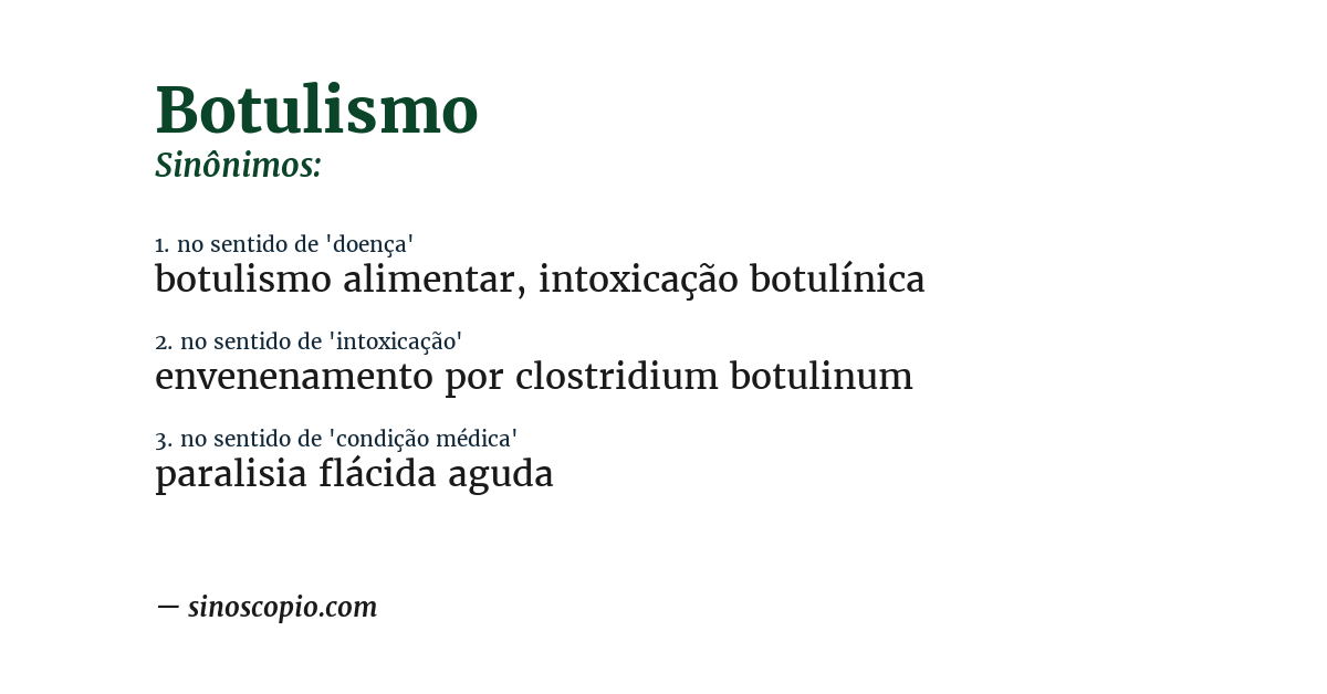 Sinônimo de botulismo