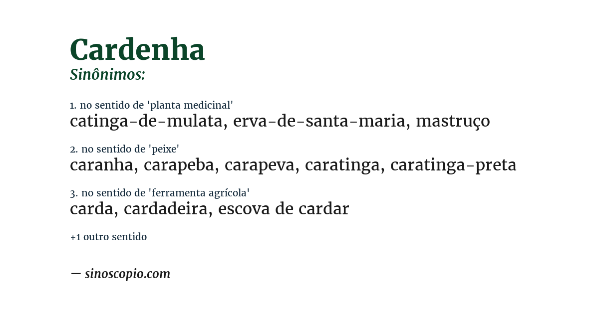 Sinônimo de cardenha