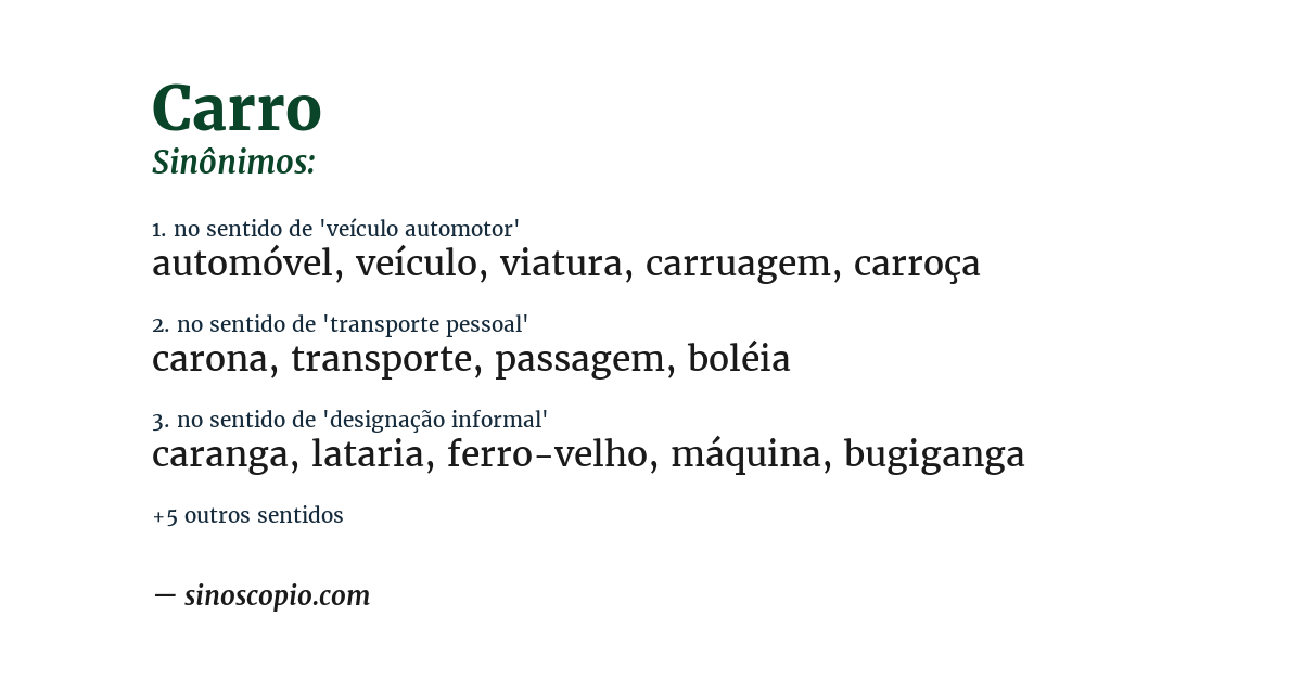 Sinônimo de carro