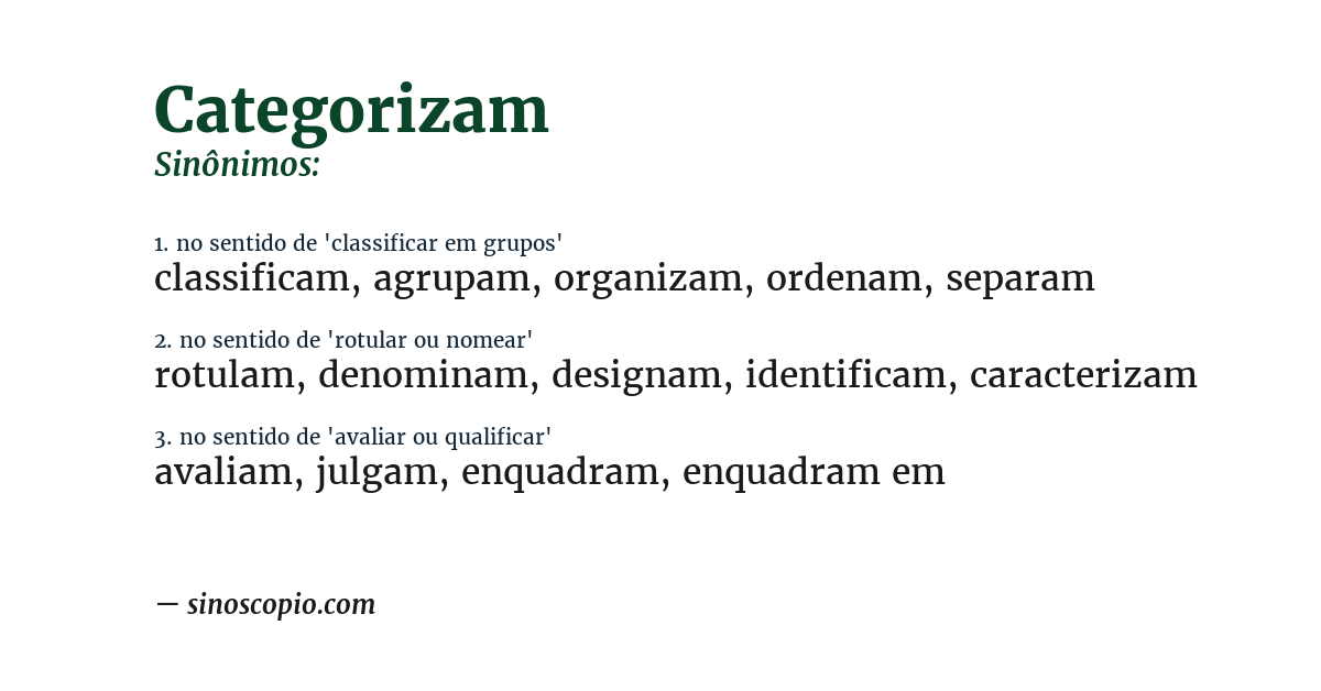 Sinônimo de categorizam