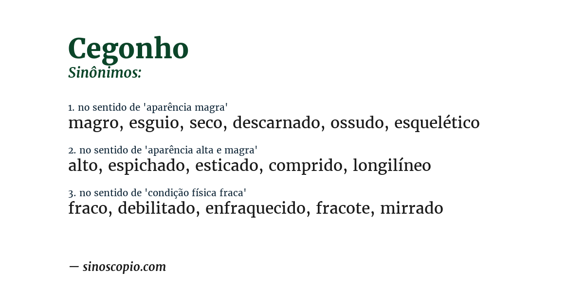 Sinônimo de cegonho