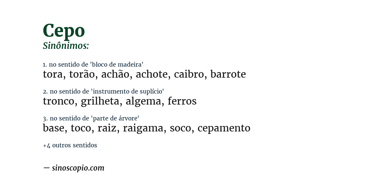Sinônimo de cepo