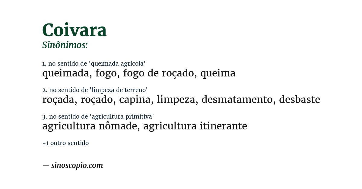 Sinônimo de coivara