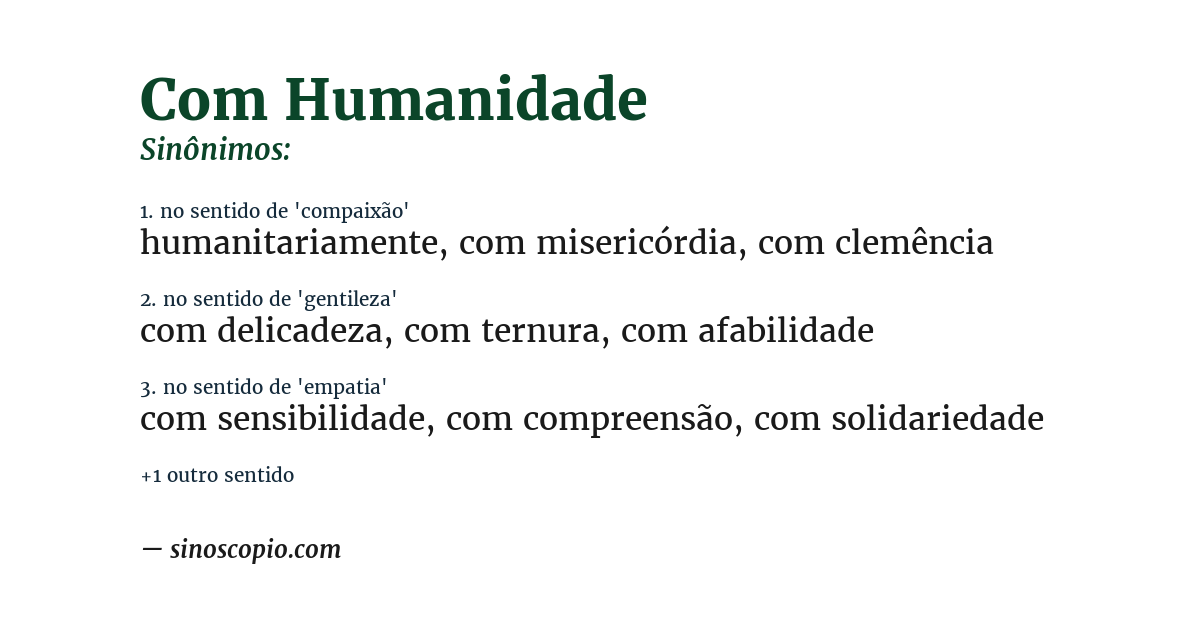 Sinônimo de com humanidade