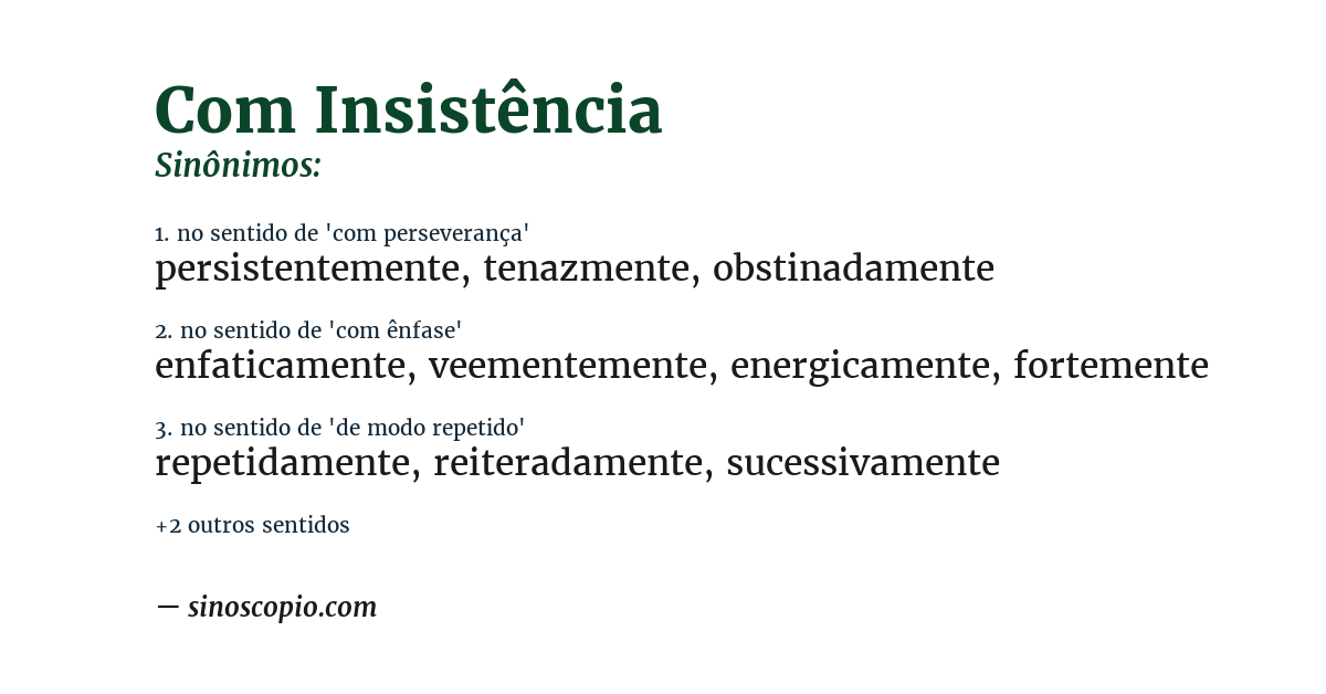 Sinônimo de com insistência