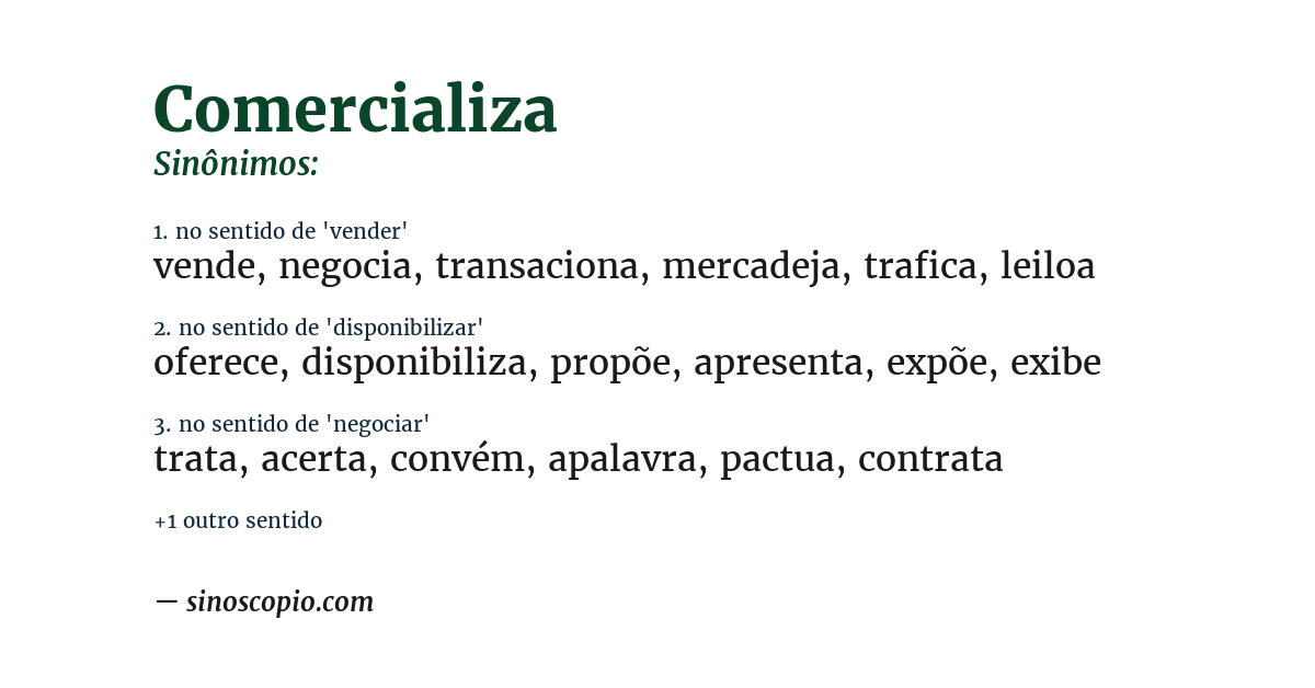 Sinônimo de comercializa