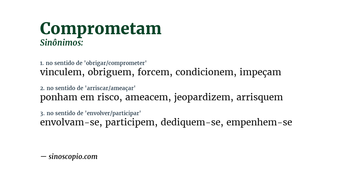 Sinônimo de comprometam