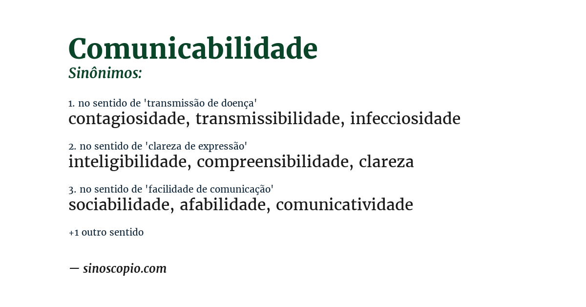 Sinônimo de comunicabilidade