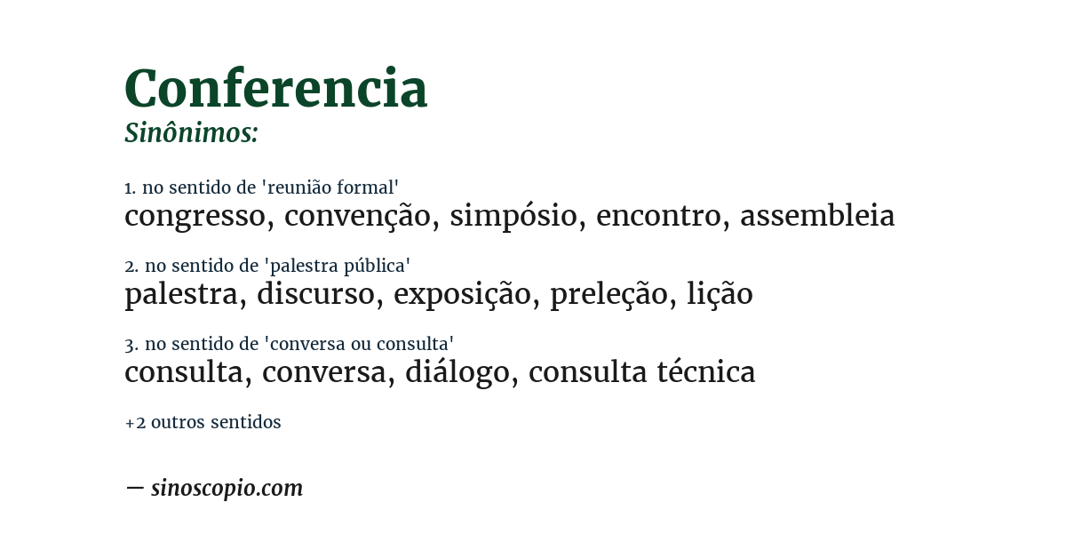 Sinônimo de conferencia