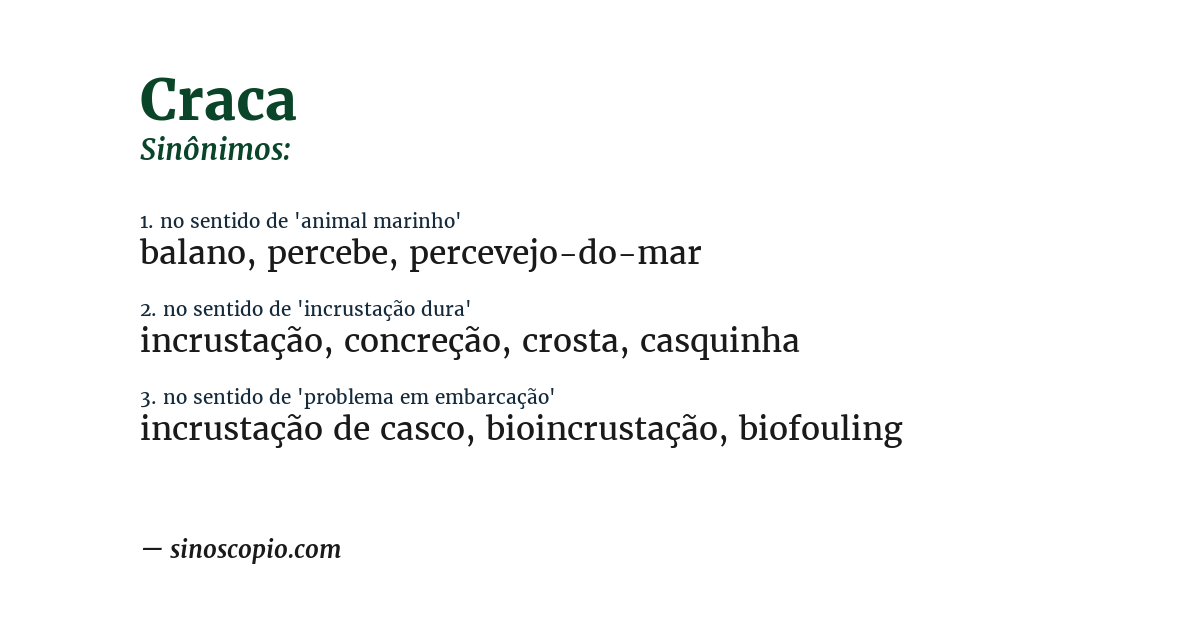 Sinônimo de craca