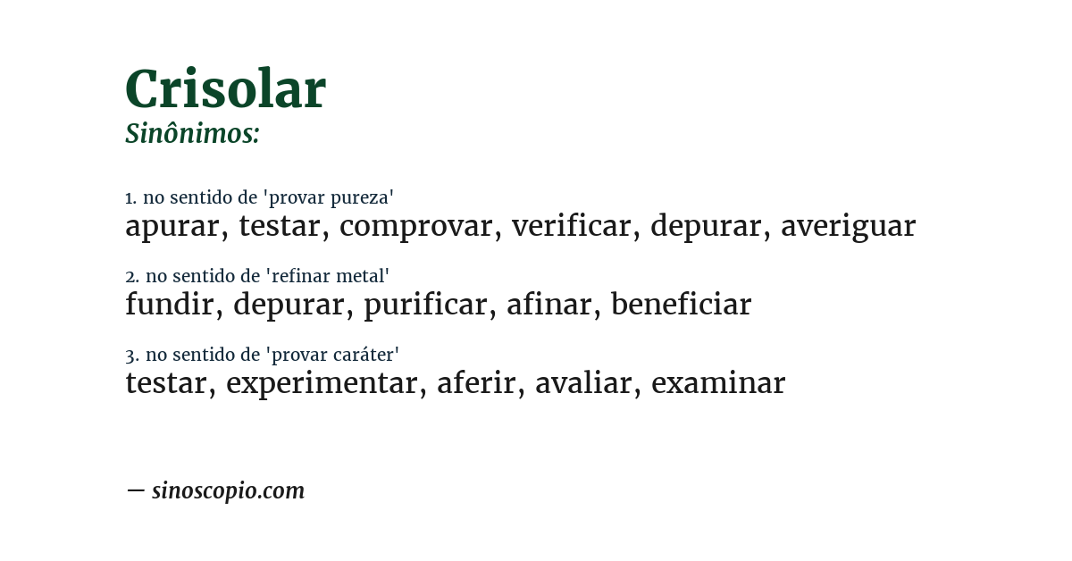 Sinônimo de crisolar