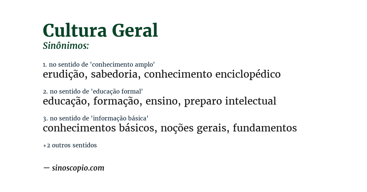 Sinônimo de cultura geral