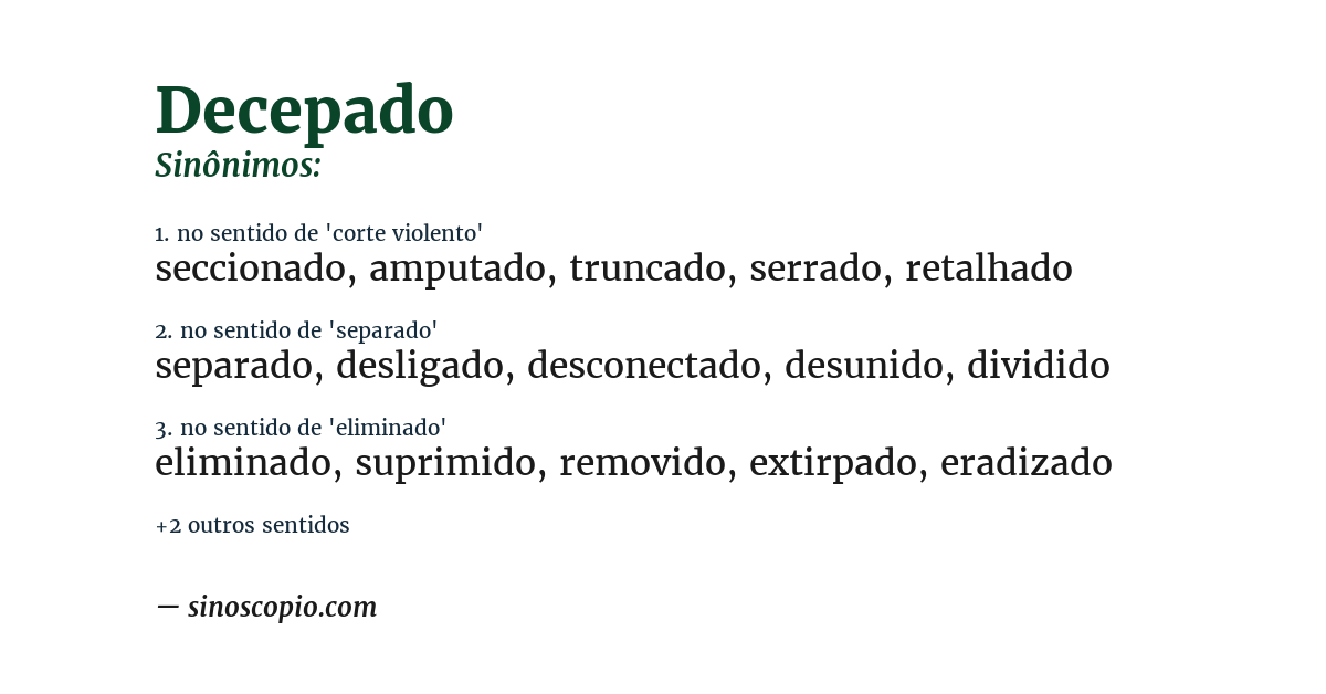 Sinônimo de decepado