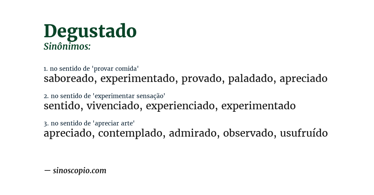 Sinônimo de degustado