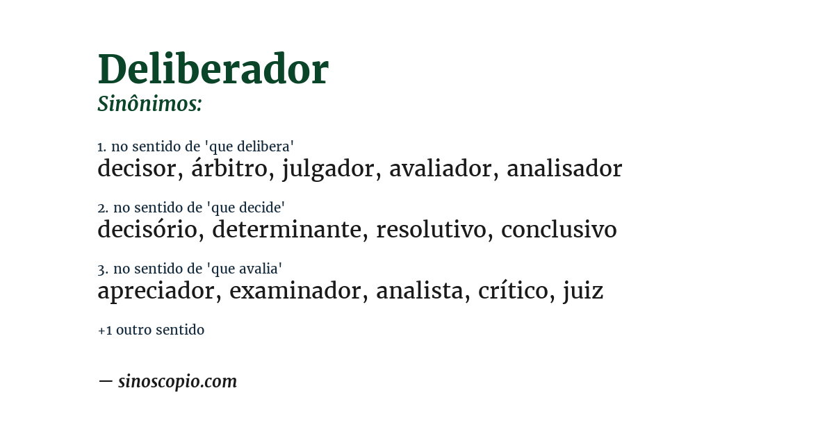 Sinônimo de deliberador