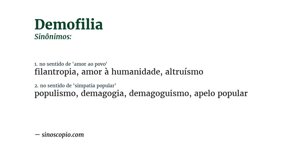 Sinônimo de demofilia
