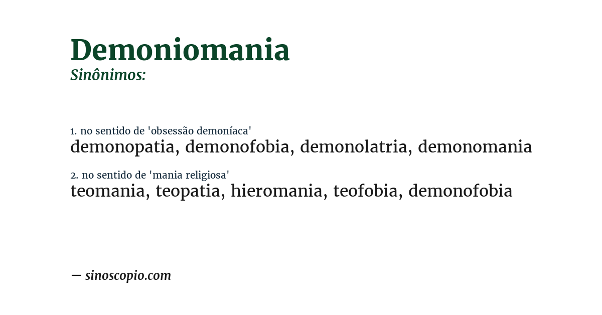 Sinônimo de demoniomania
