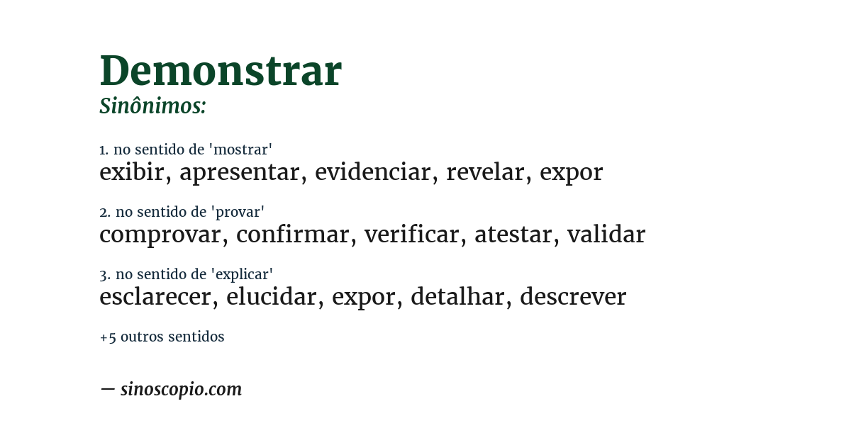 Sinônimo de demonstrar