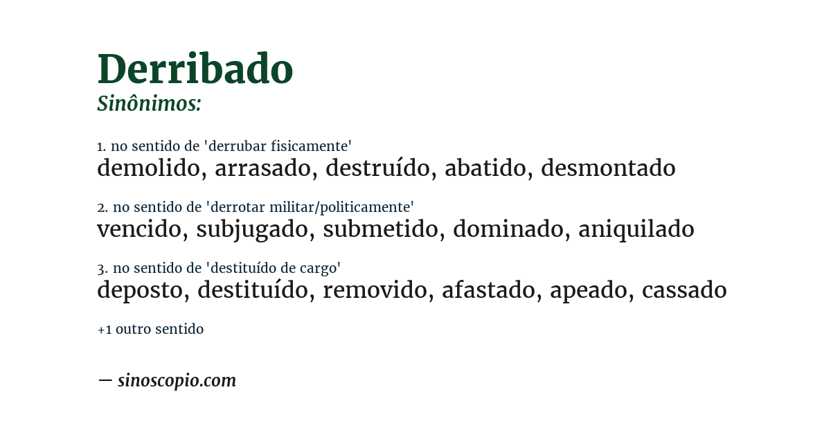 Sinônimo de derribado