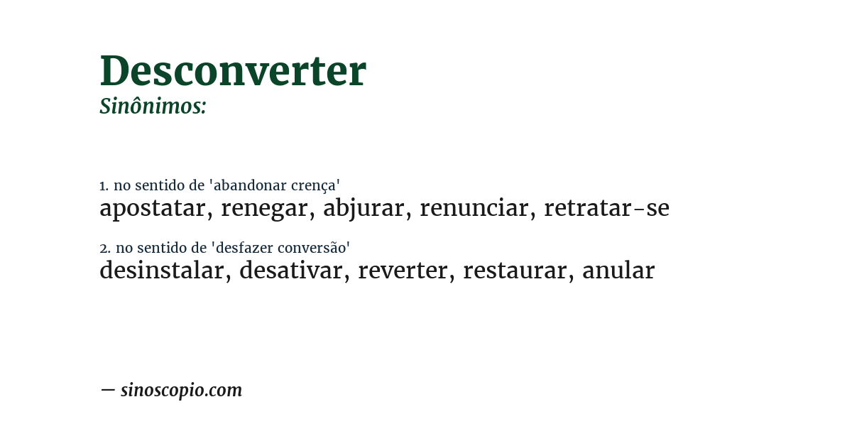 Sinônimo de desconverter