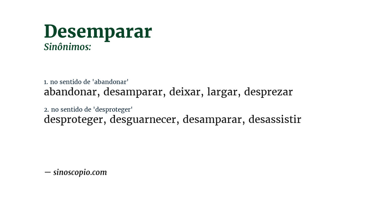 Sinônimo de desemparar