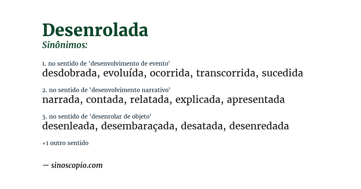 Sinônimo de desenrolada