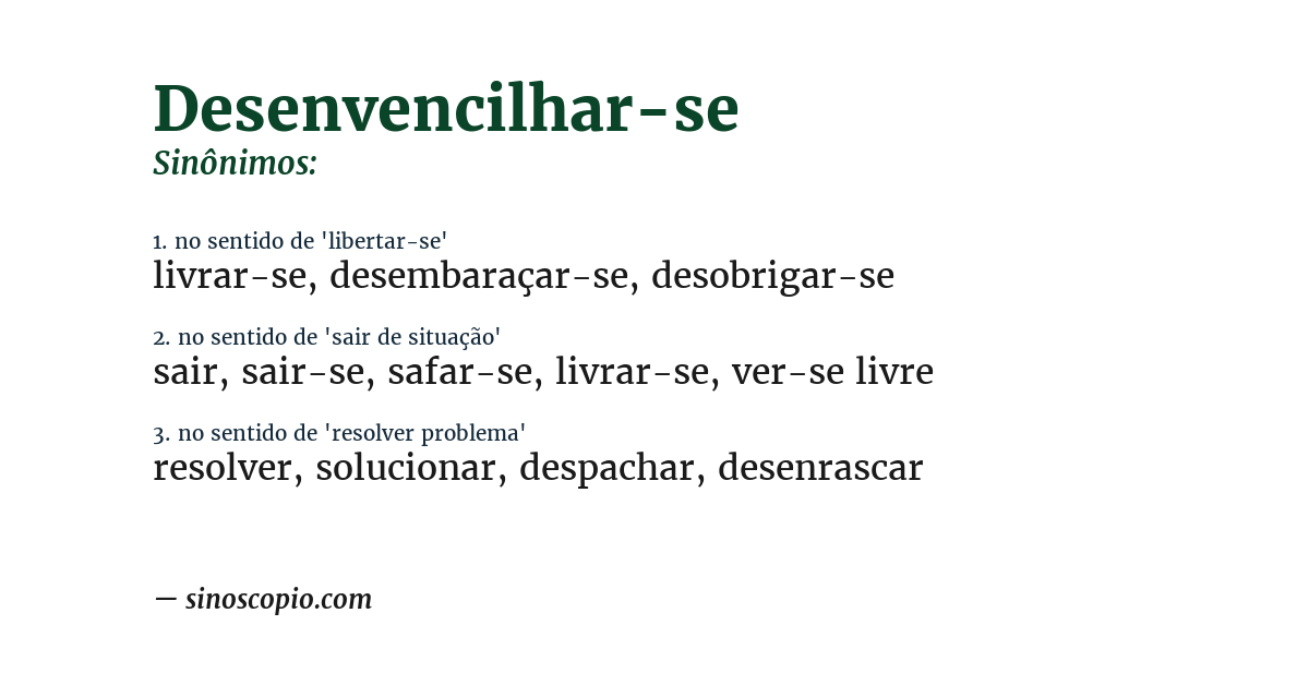Sinônimo de desenvencilhar-se