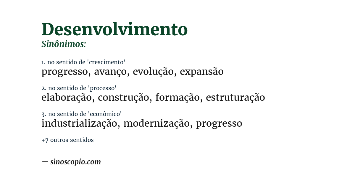 Sinônimo de desenvolvimento